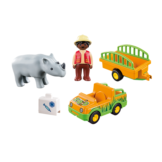 Zoo Vehicle with Rhinoceros Playmobil Sale